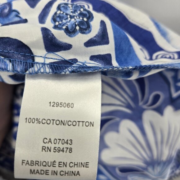 Caroline Costas Blue White Empire Waist 100% Cotton Maxi Dress Size Small - Picture 15 of 16